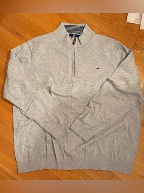 Vineyard Vines Men's Light Gray Zip-Up Sweater